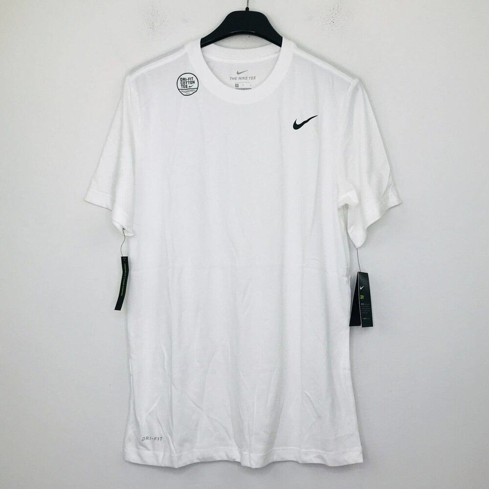 Nike Mens 3XL T-Shirt Solid White Dri-Fit Standard Logo Short Sleeve NWT BF14
